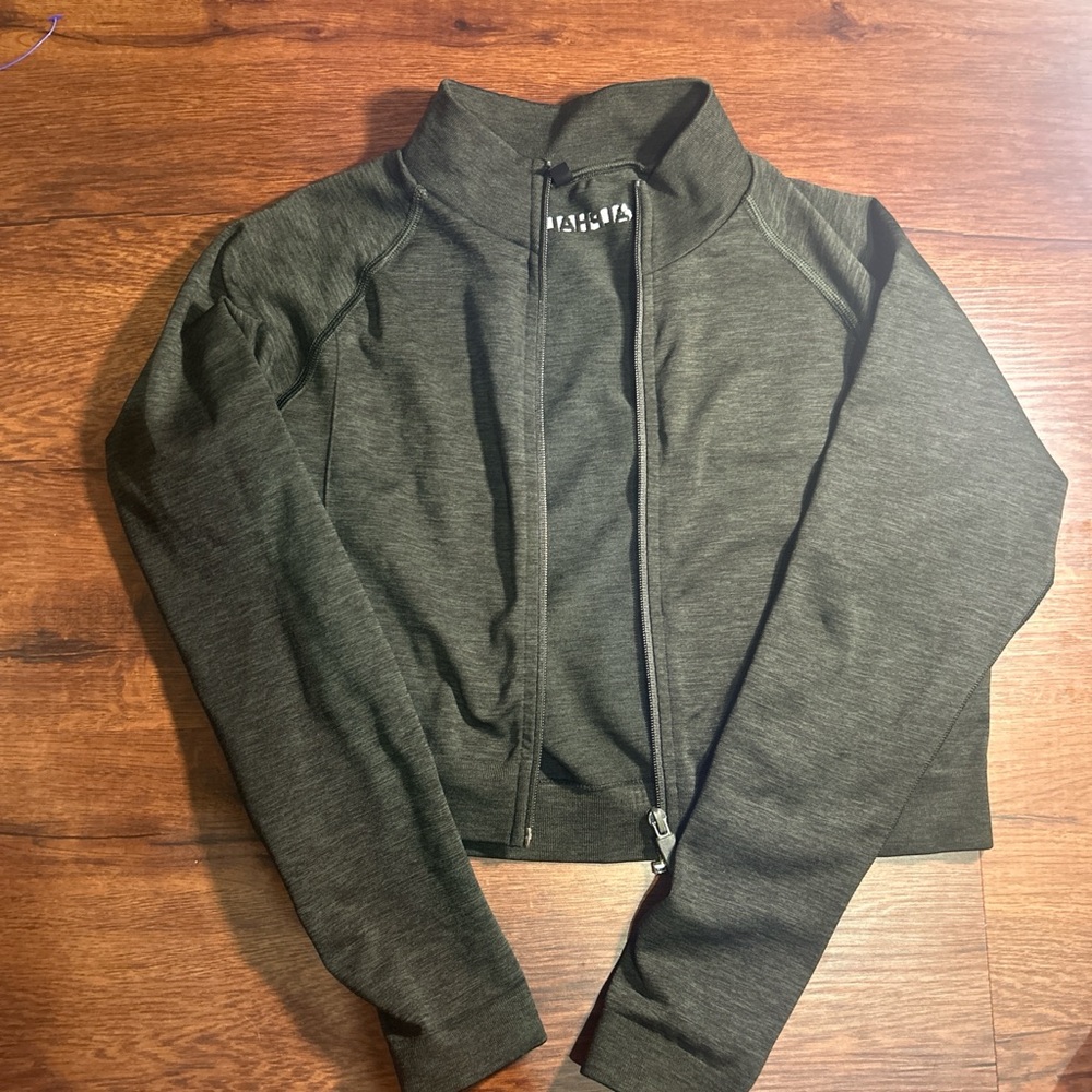 Alphalete Dark Green Zip-Up Cropped Jacket